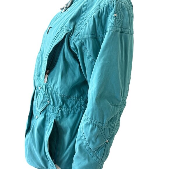 Tyrolia Ski Jacket Women’s L Teal Hooded Insulated 80s Retro Alpine Winter - Picture 4 of 16